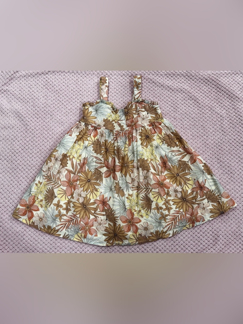 4, Janie and Jack Floral Sundress in Brown, Peach & Yellow